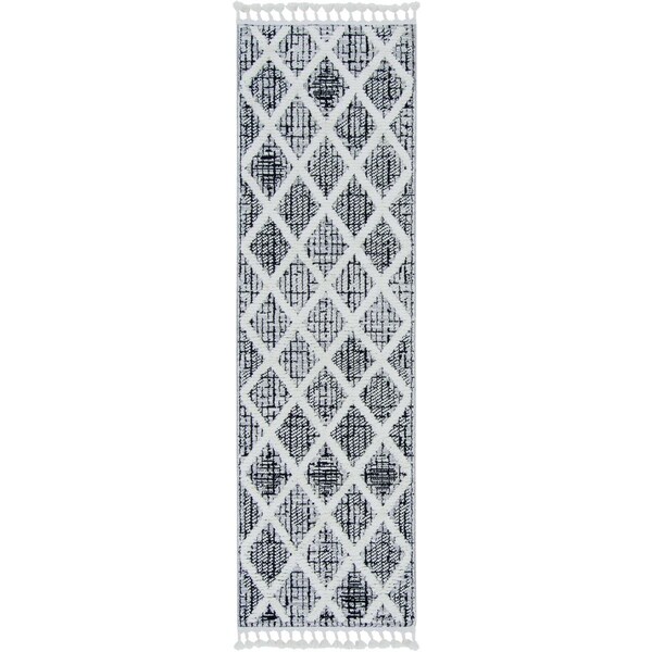 Palacedesigns 39 x 59 in. Polyester Diamonds Area Rug with Fringe - Charcoal PA3666411 - main